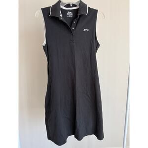 Slazenger Women's Black Sleeveless Polo Dress Spandex Shorts Set Tennis Golf Med